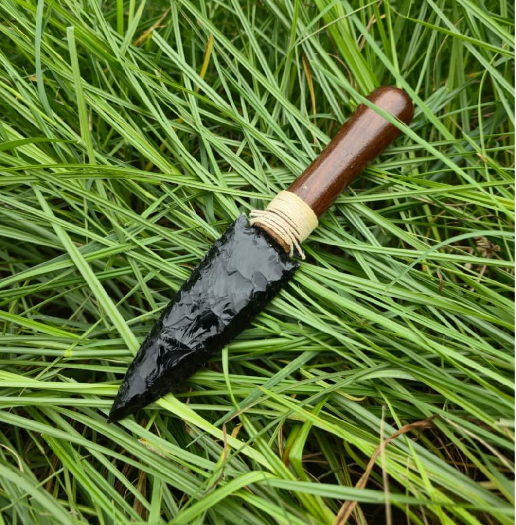 Forest of Crystal Handmade 8 Inch Obsidian Ritual Knife with Wooden Handle - Shamanic Blade for Spiritual Practice, Healing, Altar Decor, Athame Tool