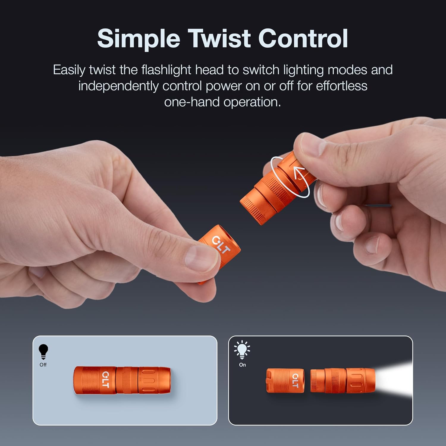 CLT Mini EDC Rechargeable Flashlight Magnetic Keychain, Snap on/off, 105 Lumen, Portable and Compact LED Keychain Flashlights - Durable Built-in Battery Ideal for Everyday Carry (Orange)