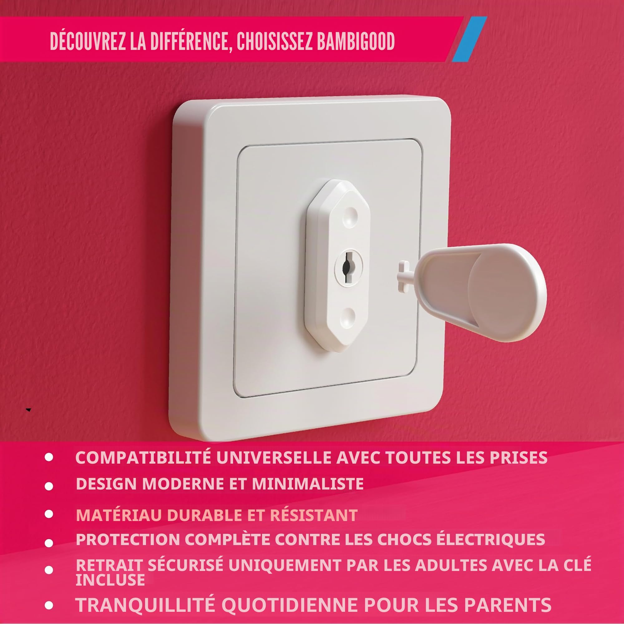 20+4 Cache Prise Bébé Electrique - Caches Prises Murale Universal 10/16A, Schuko pour Sécurité Domestique, Cache Protection Prise Electrique Bebe, Protege Prise pour Securite Enfant (Blanc)