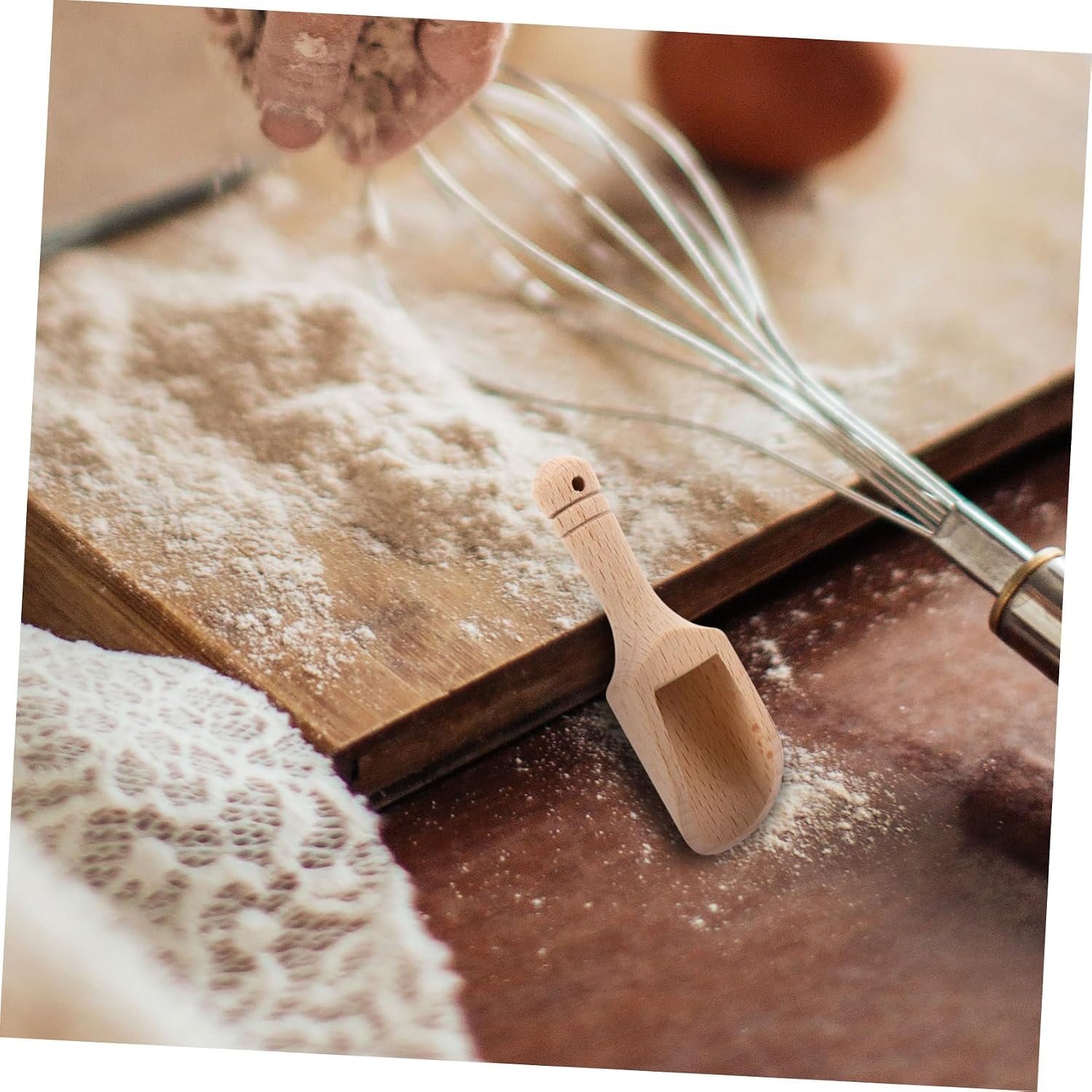 SHOWERORO 4pcs Wooden Scoop for Tea and Condiments Ergonomic Design Easy to Clean for Kitchen Tea House and Daily Use Retro Style Teaware Accessories