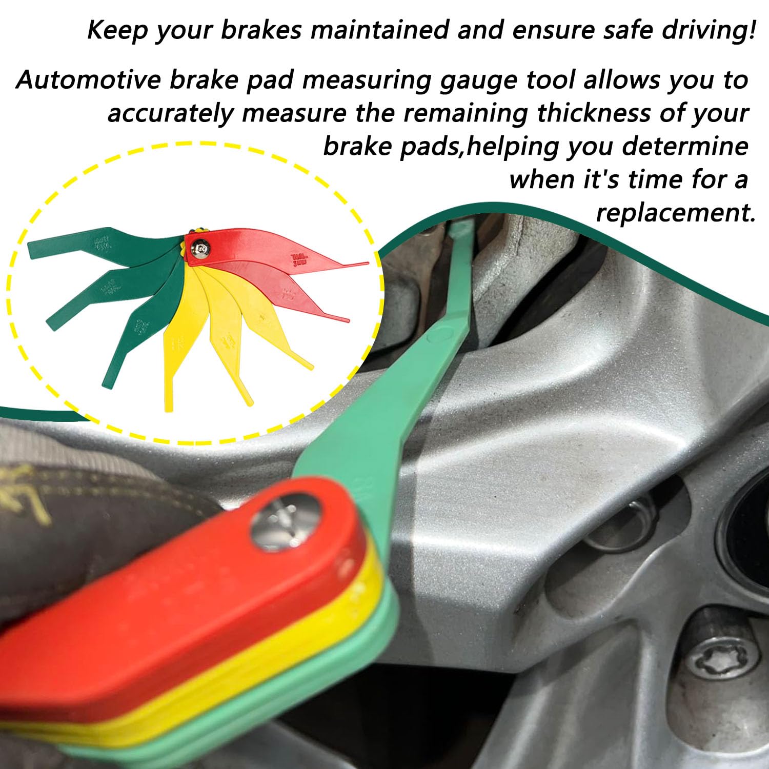 Snapklik.com : 2 Pack Brake Lining Thickness Gauge, Automotive Brake ...