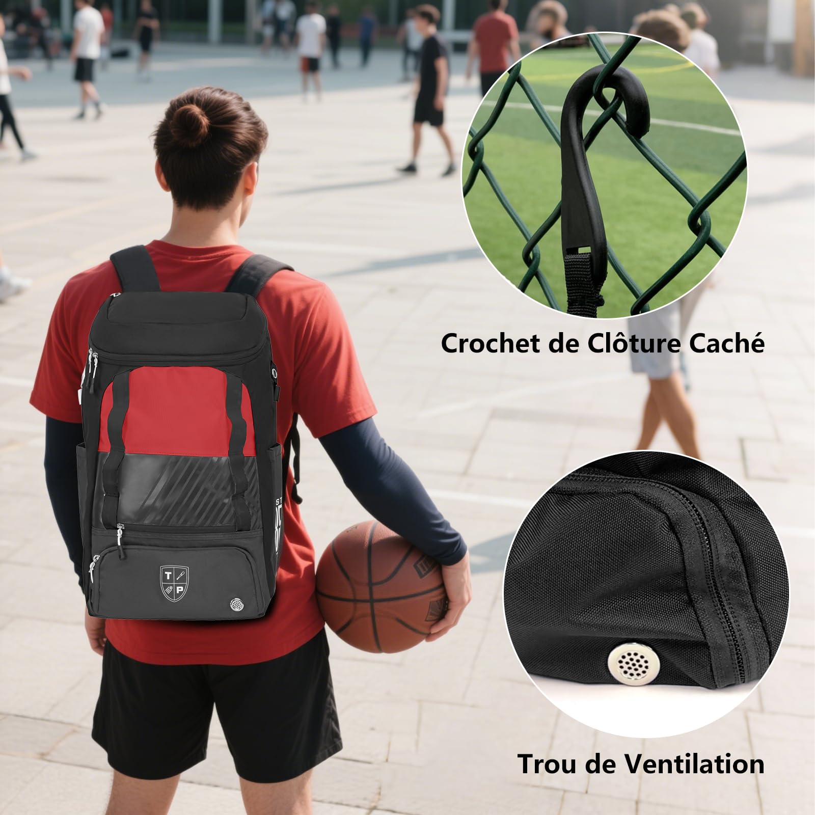 KINGSLONG Sac à Dos de Basketball Football, Sac D'équipement de Basketball avec Compartiment à Balles et Compartiment à Chaussures pour Basketball, de Volleyball, de Baseball, de Football