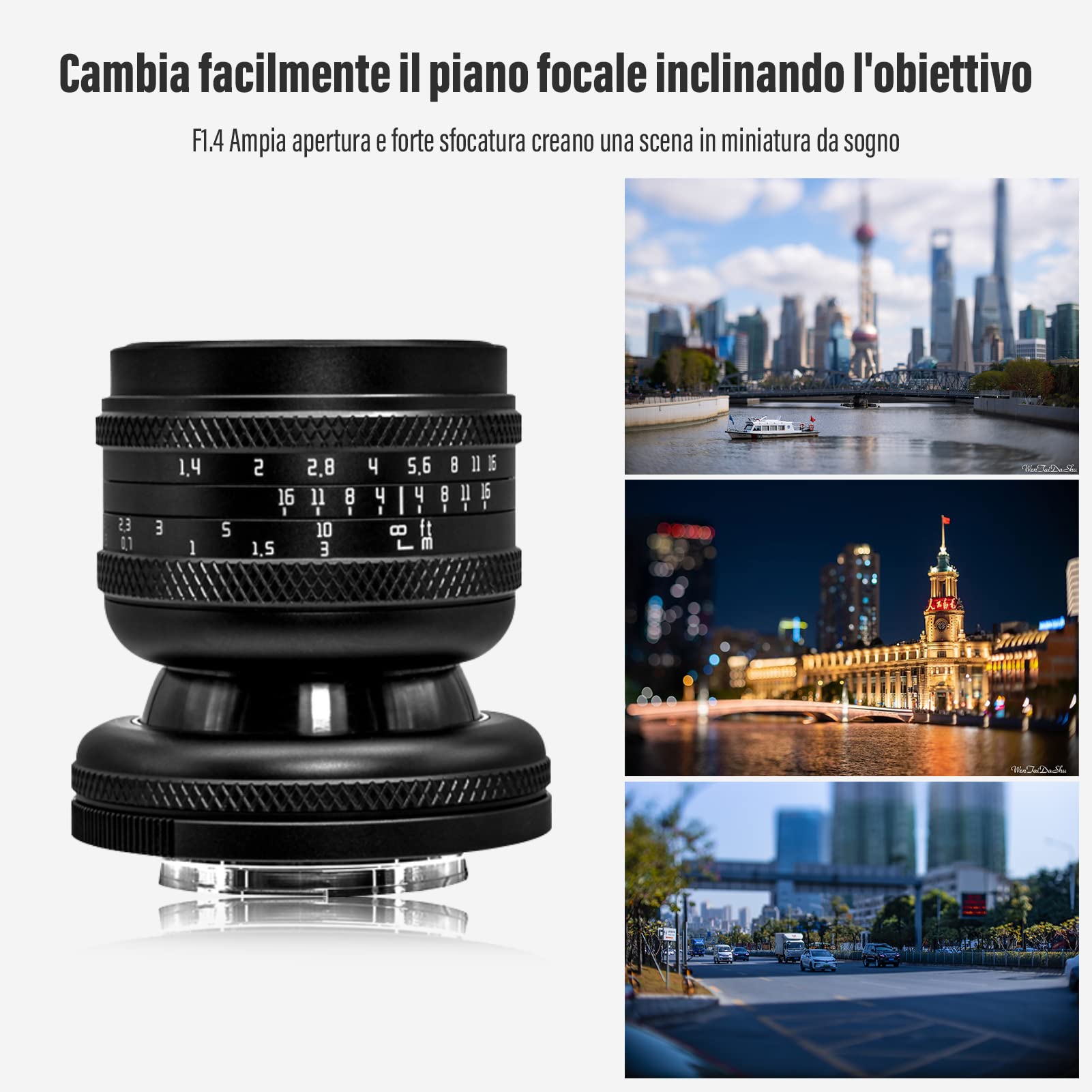 AstrHori 50mm F1.4 Lente ad ampia apertura Manuale full frame Obiettivo inclinabile 2 in 1 Compatibile con fotocamera mirrorless Sony E-Mount A7,A7R,A7S,A9,A6000,A6300,A6500,A6600,etc(nero)