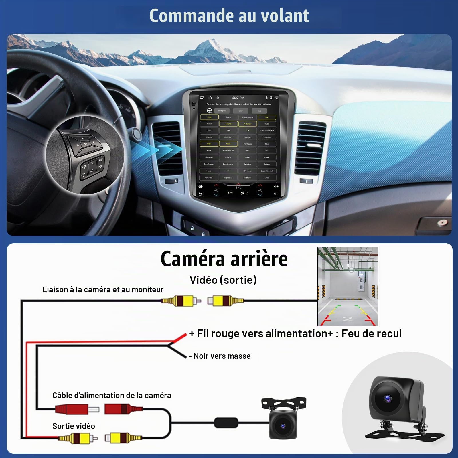 OiLiehu 6+128G/8 Cœurs Android 13 Autoradio pour Chevrolet Cruze J300 2009-2014 avec CarPlay Android Auto sans Fil, 9,7“ IPS Écran Tactile avec GPS WiFi Lien Miroir Bluetooth FM/RDS DSP EQ SWC Caméra