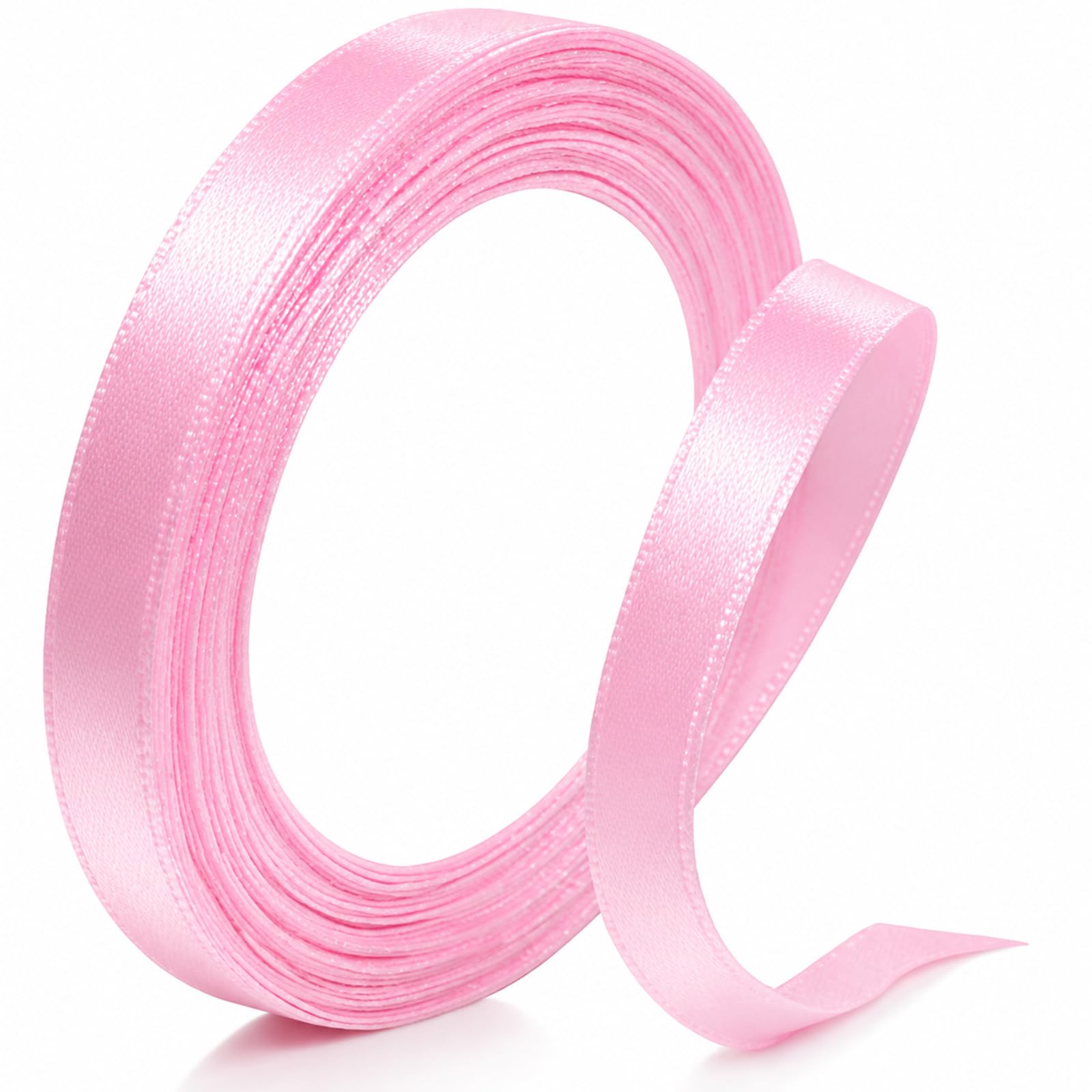 10mm Light Pink Satin Ribbon, Thick Fabric Ribbons for Gift Wrapping & Crafting, Ribbon for Balloons, Cake, Bouquet, Wedding, Party, Christmas Decorations, 22.8m