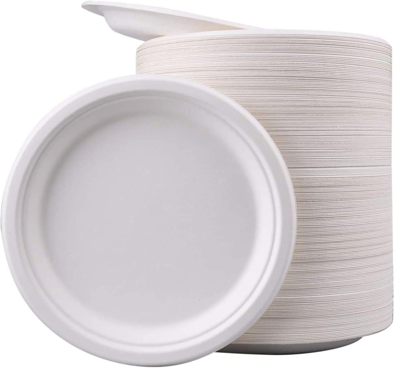 EcoQuality 100% Compostable 6 inch Plates - Natural SugarCane Biodegradable Compostable Bagasse Bamboo Environmentally Friendly - Plates for Dessert, Appetizers, Birthdays, Microwavable (250)