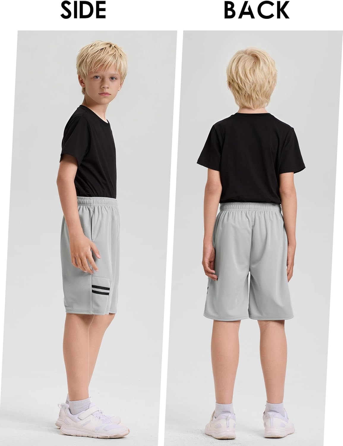 Resinta 5 Pack Boys Athletic Shorts Youth Kids Soccer Basketball Shorts with Pockets Quick Dry Mesh Shorts Elastic Waist