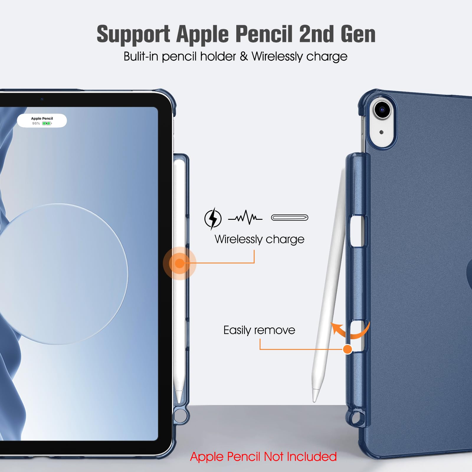 FINTIE Etui do iPada Air 11 cali M4/M3/M2 (2026/2025/2024), iPada Air 5./4. Generacji 10,9 cala (2022/2020), Etui Matowe Przezroczyste z Pencil Uchwyt, Automatycznego Uśpienia/Budzenia, niebieski