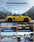 3 Canal Dash Cam Avant et Arrière Intérieur avec STARVIS 2, 64GB Carte, 4K+2,5K+ 2,5K UHD Dashcam pour voitures, Construit dans GPS & Wi-Fi 5,8 GHz, enregistrement de boucles, vision nocturne, guide vocal, 24H Mode de stationnement