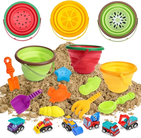 Beach Sand Toys Set for Kids, Silicone Collapsible Foldable