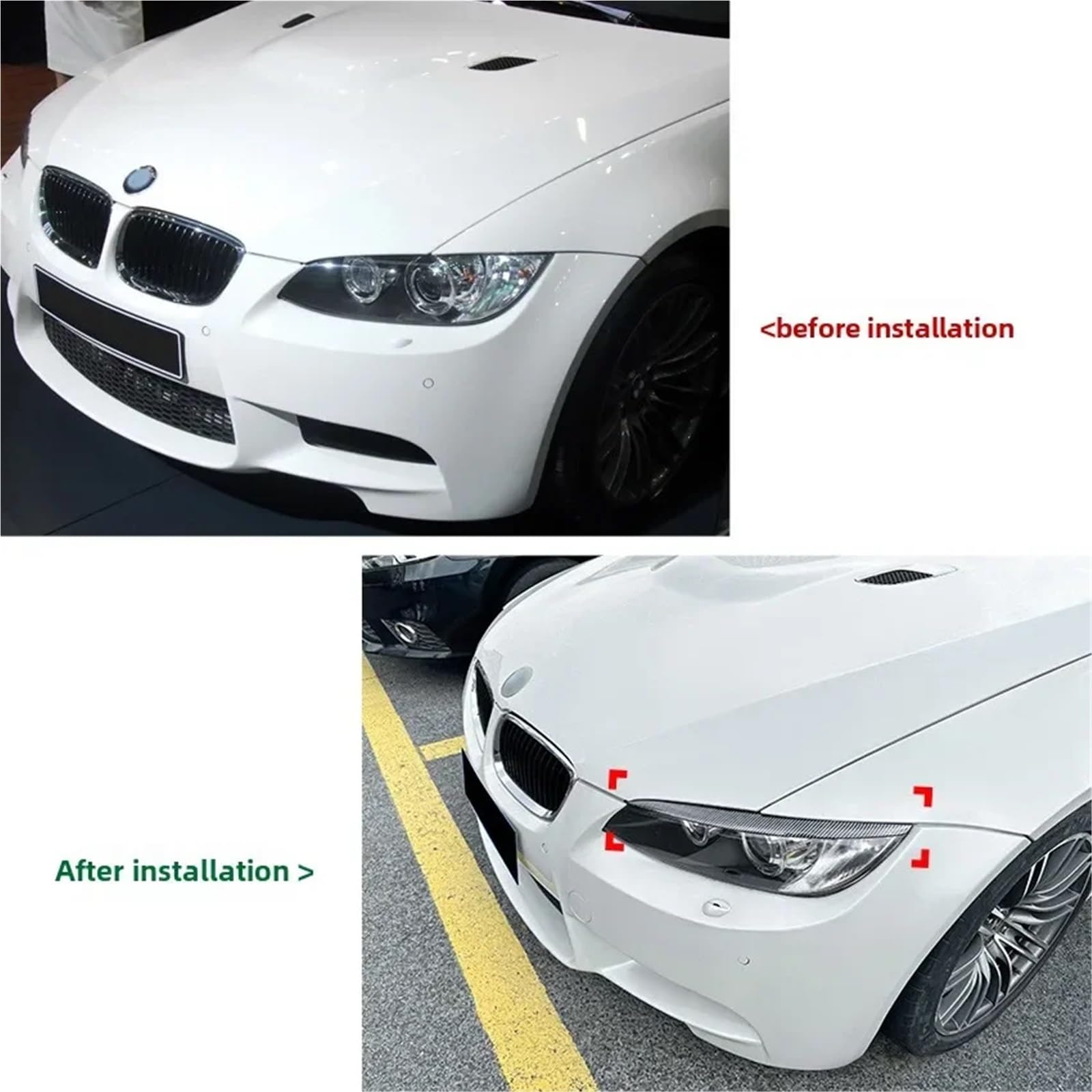 Sopracciglia per fari in ABS lucido, 2 pezzi, adatte per BMW E92 E93 Serie 3 325i 330i 330d 335i 335d Pre-LCI(B)