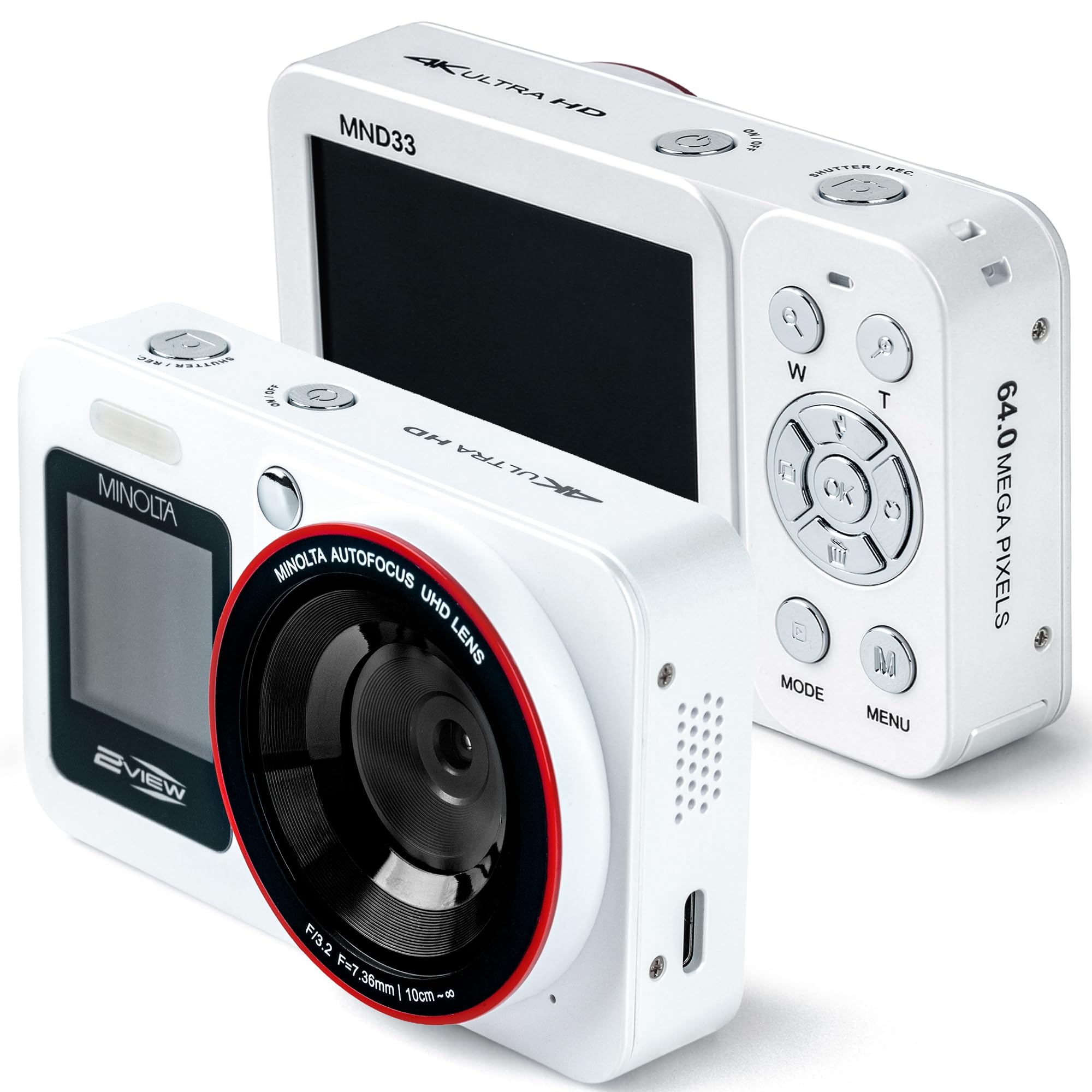 Minolta MND33 2VIEW 64 Megapixels AF Digital Camera with 4K UHD Video and Dual Front & Rear LCD (White)-image-37