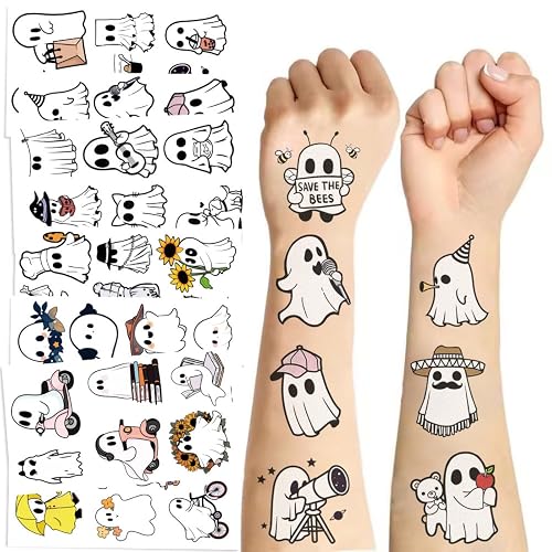10 Sheets Halloween Ghost Temporary Tattoos for Kids, Horror Halloween