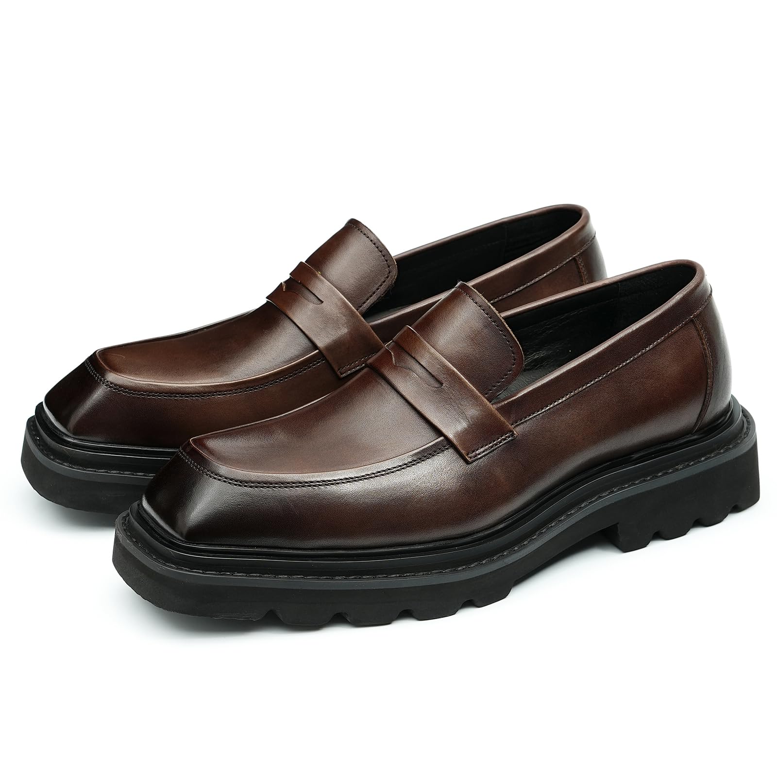 Mocassini Comodi con Suola Spessa da Uomo Scarpe Formali in Pelle Slip On Affari