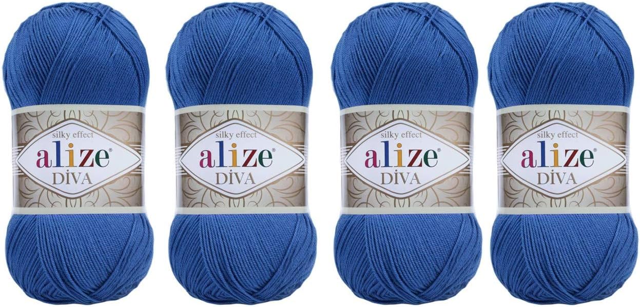 4 Balls Hand Knitting Yarn 100% Microfiber Acrylic Yarn Alize Diva Silk Effect Thread Crochet Art Lace Craft Lot of 4 skeins 400gr 1532yds (57)