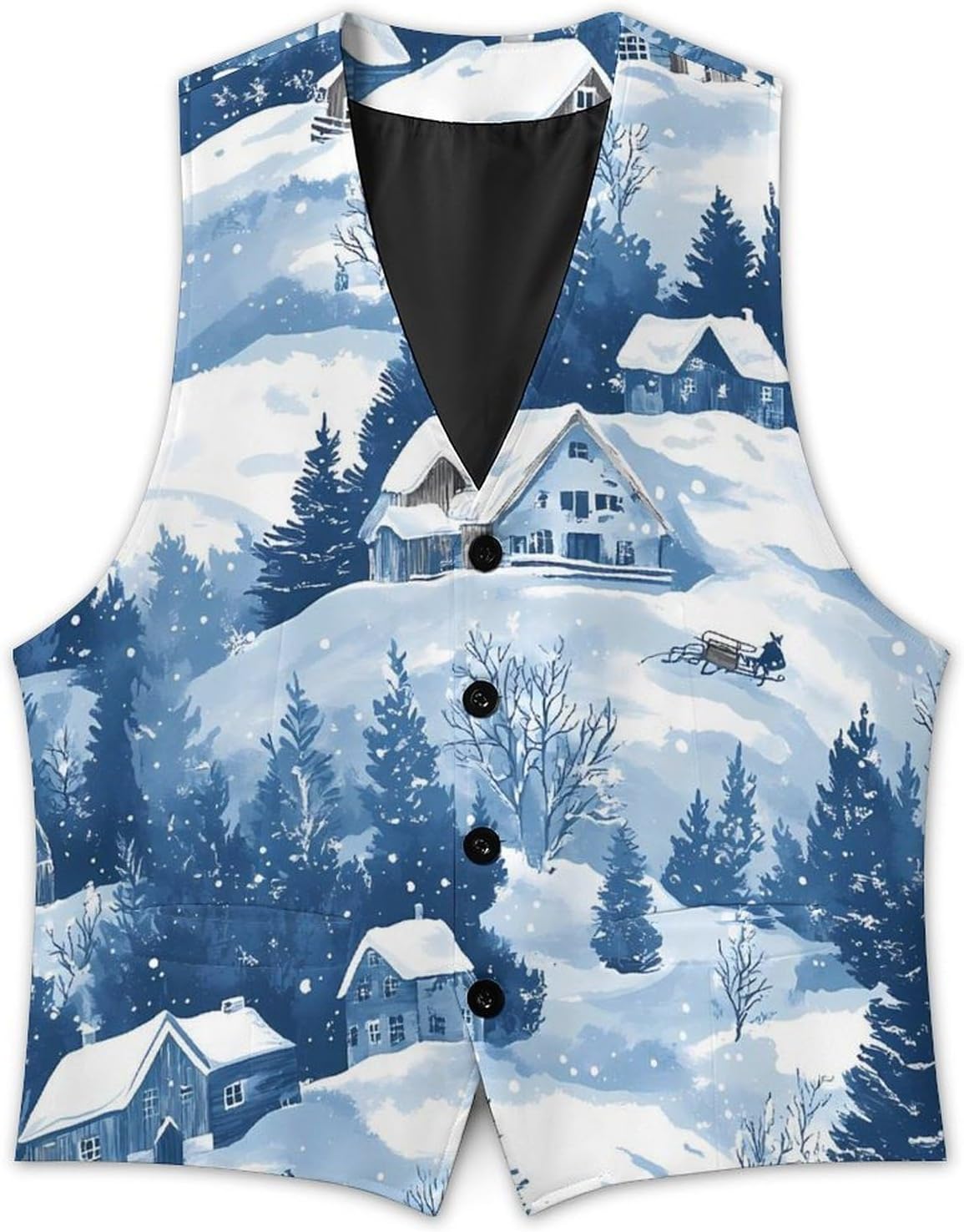Ski Skiing Snowy Mountains Men's Suit Vests Waistcoat V-neck Formal Dress Tuxedo for Business