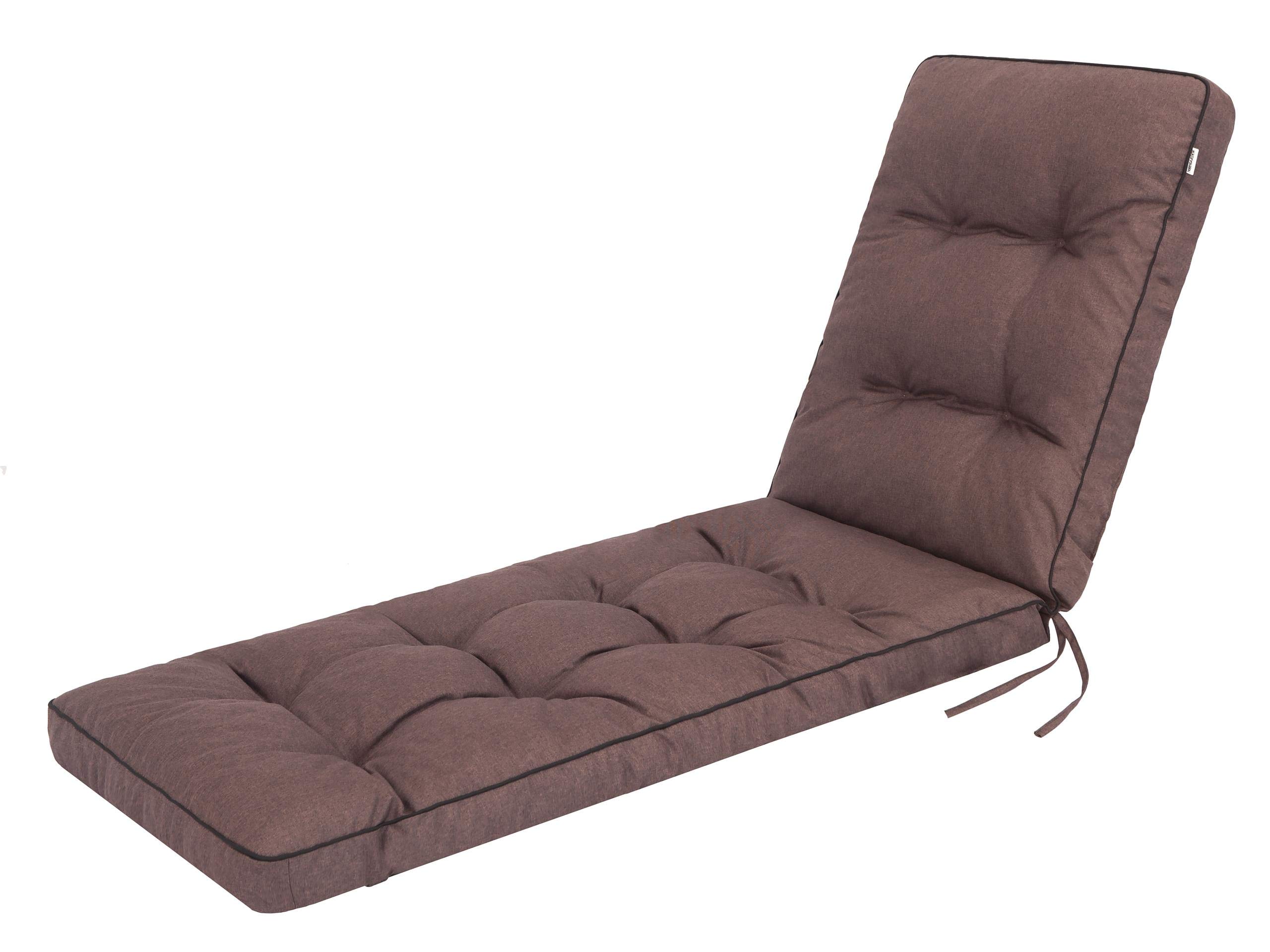 Cuscino per sedia a sdraio da giardino, 200 x 55 x 8 cm, cuscini per sedia a sdraio, imbottitura per lettino prendisole, trapuntato, 100% Made in EU - marrone