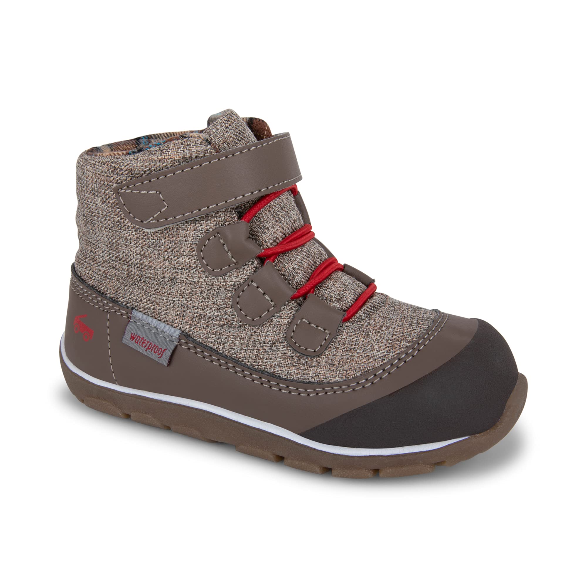 See Kai Run Boy's Sam II Waterproof Hiking Boot, Brown/Red, 5 M US Toddler