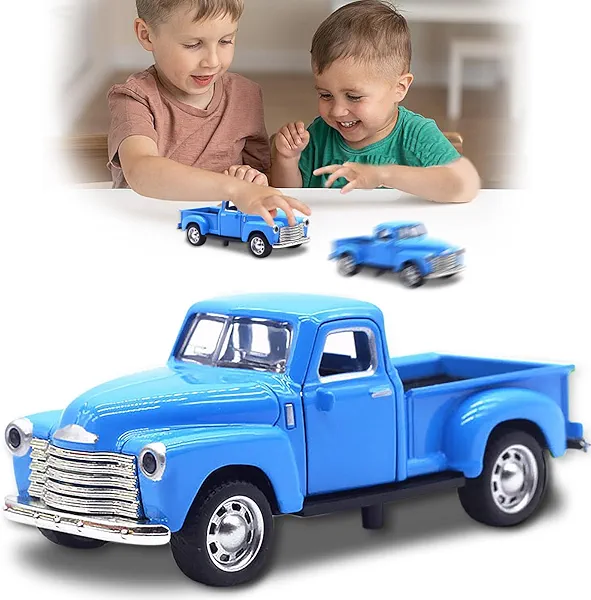 AGSIXZLAN Little Blue Truck Toy for Toddlers 2 3 4 5 6 7 8 Year Old Boys Girls,1:32 Alloy Toddlers Car Toy Driveable,Car Door Can Open,Toy Trucks for Kids Easter Christmas Birthday Gifts