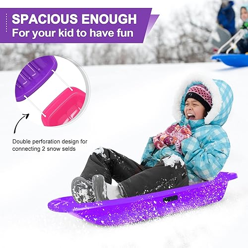 Miniatura 73 de AGPTEK Trineo de nieve duradero de 35/47 pulgadas para niños, niñas y adultos, con asas integradas y cuerda de tracción