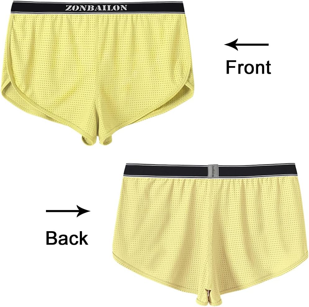 ZONBAILON Mens Pajama Sleep Shorts Mesh Booty Sexy 3 Inch Lounge Underwear