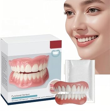 Silicone Denture Reline Set,Silicone Reline Denture Set for Women,Advanced Full Denture Kit Teeth Top and Bottom,Soft Dentures False Teeth Set,Temporary Tooth,Silicone Denture Set,Teeth Veneers