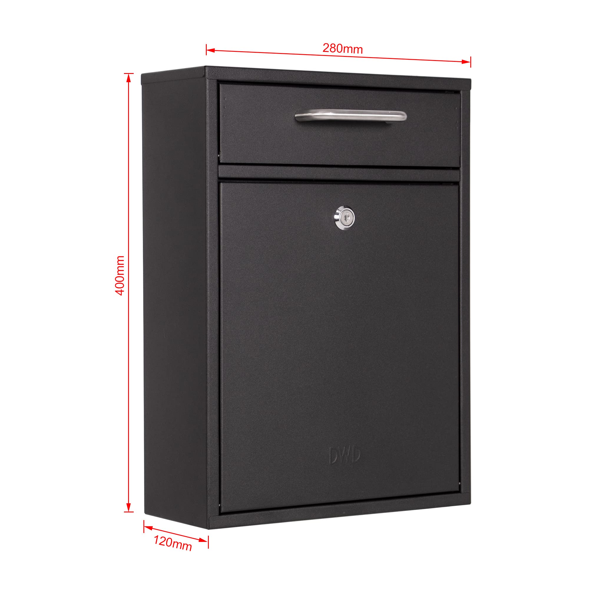 DWD® Premium Post Box 45 Degree Angled Slot Anti -Theft Anti -Fishing Design Weatherproof 304