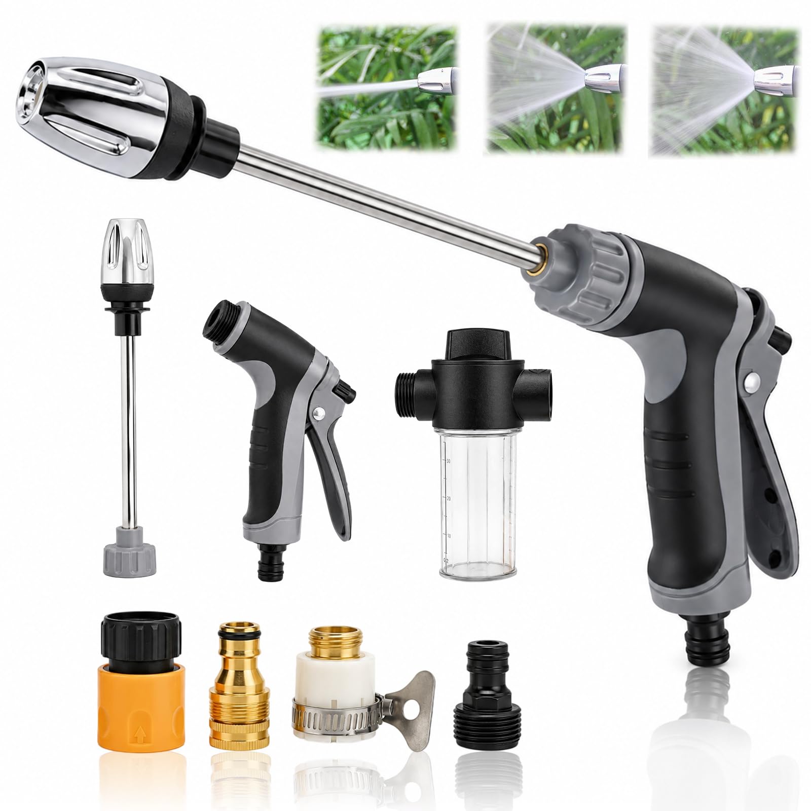 Jetterix Pressure Washer, Pistola de alta presión Power Jet, 3 Modos de pulverización, Pistola De Manguera De Jardín,Potente cañón de Espuma Multifuncional, para riego, Lavado de Coche y Patio