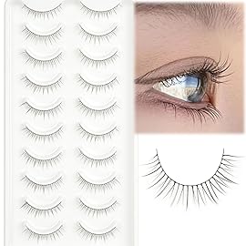 False Lashes Natural Look Eyelashes 8mm Short No Make up False Eyelashes Pestaas Postizas Natural Looking Eye Lash Wispy Strip Lashes Pack by EMEDA (Super Natural)