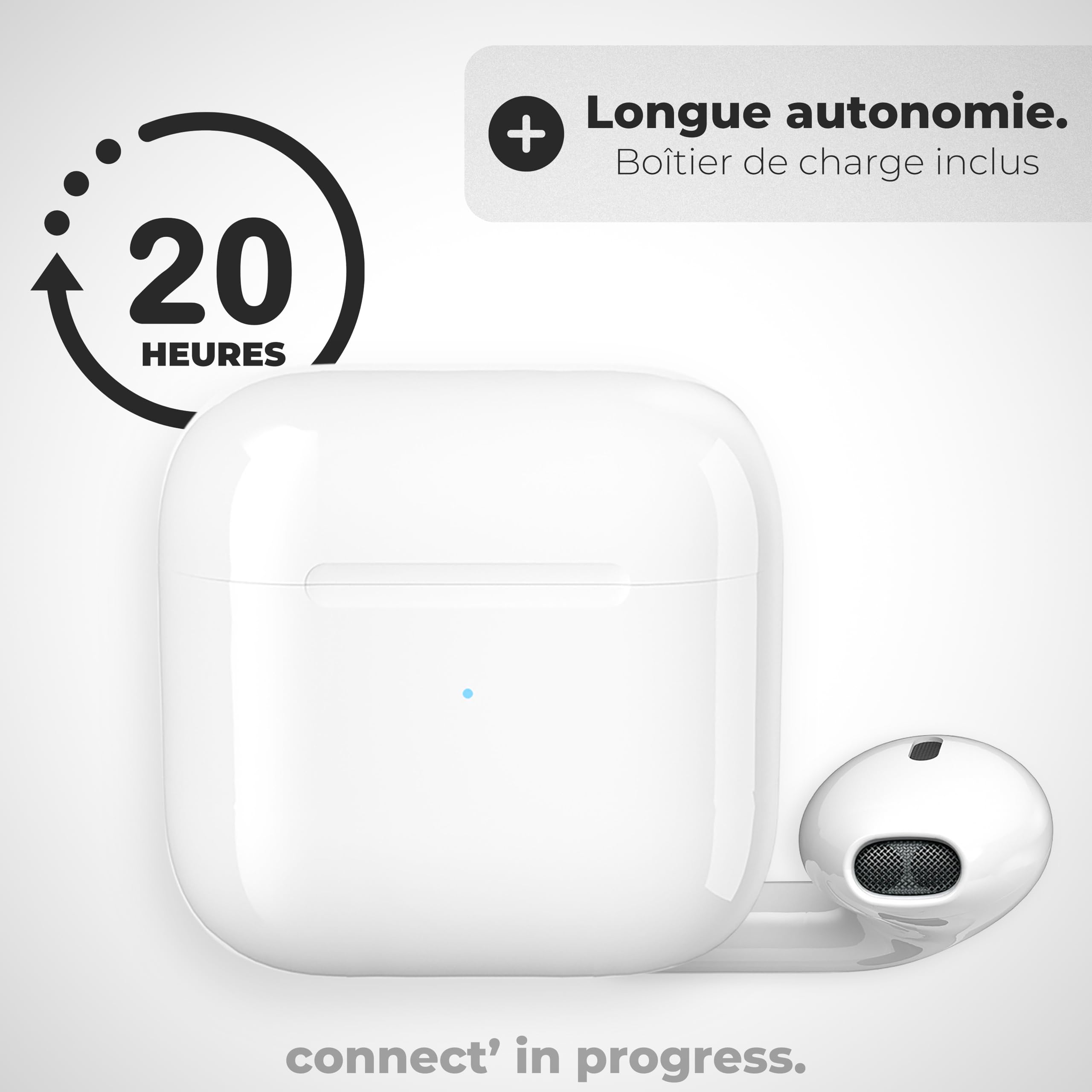 APM Słuchawki Bluetooth Bezprzewodowe, Etui do Ładowania, Słuchawki Bezprzewodowe, Stereo, Zestaw Słuchawkowy Bluetooth, Obudowa Silikonowa, Kompatybilne z PC, Smartfonem, Tabletem, Białe, 600330