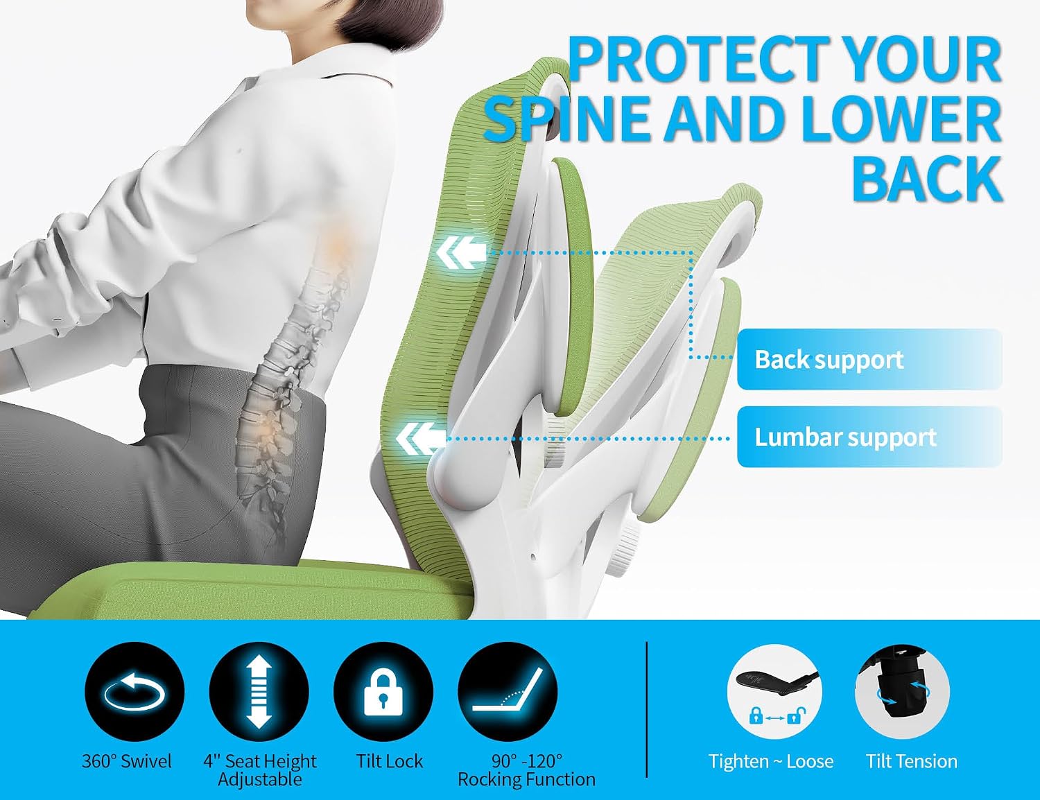 Office Chair: Mesh Ergonomic Desk Chair with 3D Lumbar & Swivel thumbnail