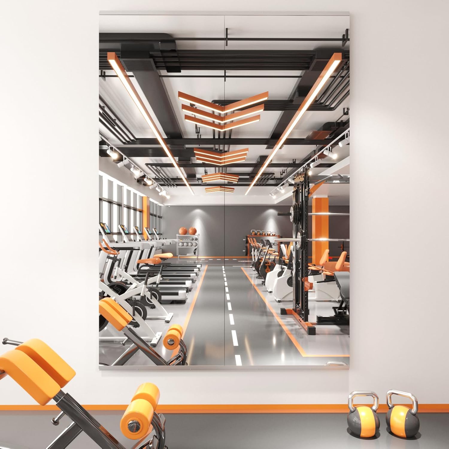 Peegel Home Gym Mirror - 67''x24''(2PCS) Large Frameless Tempered Glass Workout Mirrors for Home Gym Wall,Yoga,Garage,Dance