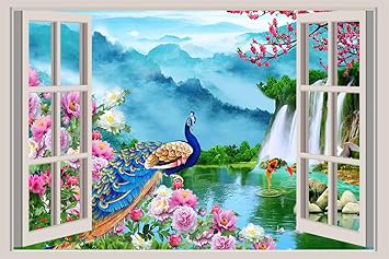 Color Solution 3D Window Wallpaper Wall Sticker for Home D?cor, Living Room, Bedroom, Hall, Kids Room, Play Room(Self Adhesive Vinyl, Water Proof) B16 (36 x 24 (Inch))