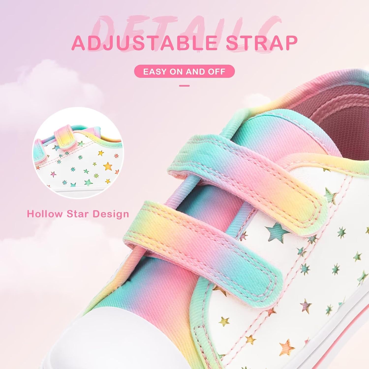 EUXTERPA Kids Toddler Sneakers Boys Girls Canvas Shoes Walking Sneaker with Easy Fasten Strap - Image 4