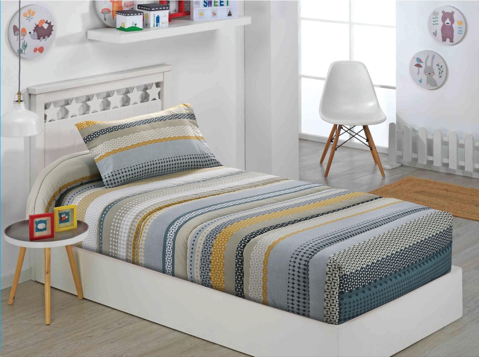 DHESTIA HOME Edredon Ajustable Relleno 350 Gr Tejido Algodón y Poliéster Karima Color Único Talla Cama 105