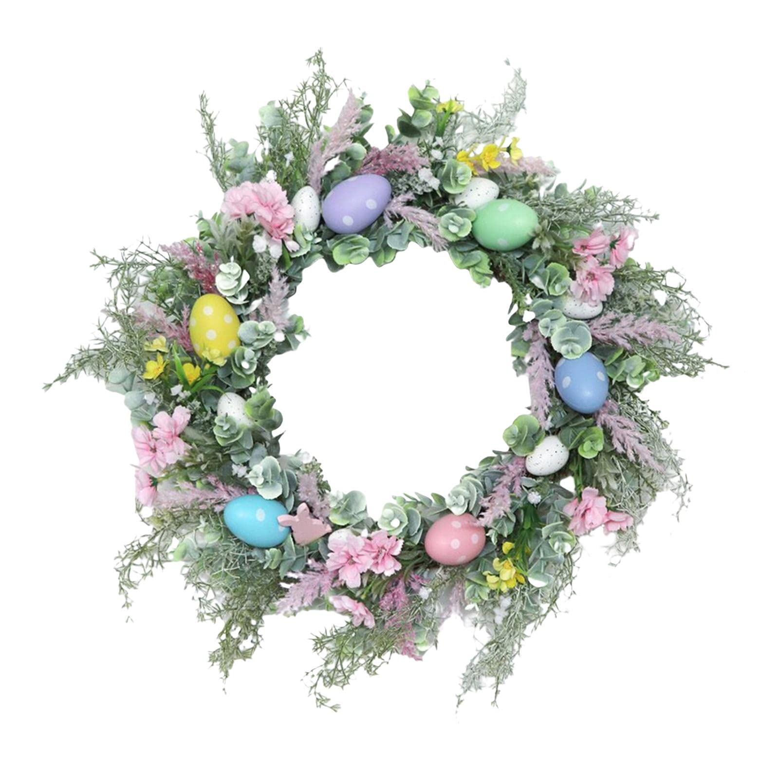 Ghirlanda di Fiori a Forma di Pasqua da 45 Cm da Appendere alla Porta D'ingresso, Perfetta per Le Feste in Stile Rustico.