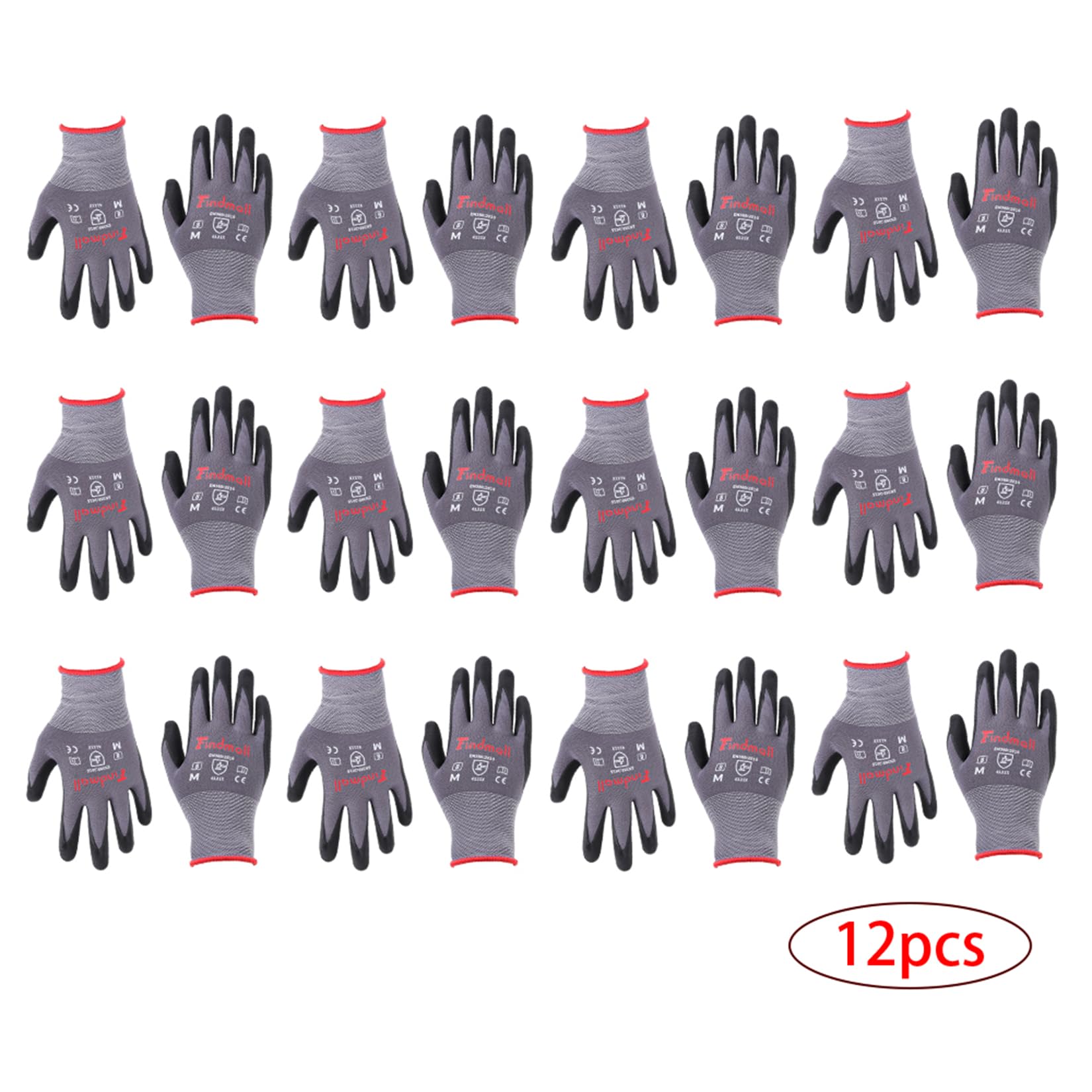 6 Paar mittelgroße Arbeitshandschuhe, Nahtlose Strickhandschuhe, Gartenhandschuhe für Damen und Herren, geeignet für Lagerhaltung und Logistik, Baustellen, Gartenbau und Pflanzarbeiten