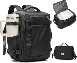 suwasp Travel Backpack with Toiletry Bag Set for Women Men,Ryanair Backpack 40x30x20CM Airline Approved Personal Item Travel Bag, Carry On Backpack Fits 14 Inch Laptop, 180° Opening,Black