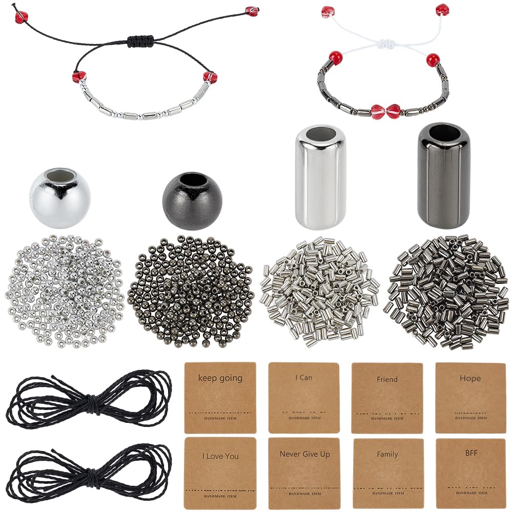 SUNNYCLUE 1 Box 1219pcs Morse Code Bracelet Making Kit Silver Spacer Beads CCB Plastic Long Tube Round Loose Spacer Morse Code Jewellery Kits With Decoding Cards for Jewellery Making Kits Women