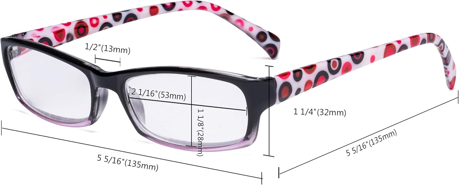 Eyekepper 4 Pack Ladies Reading Glasses - Polka Dots Fashion Readers for Women Reading