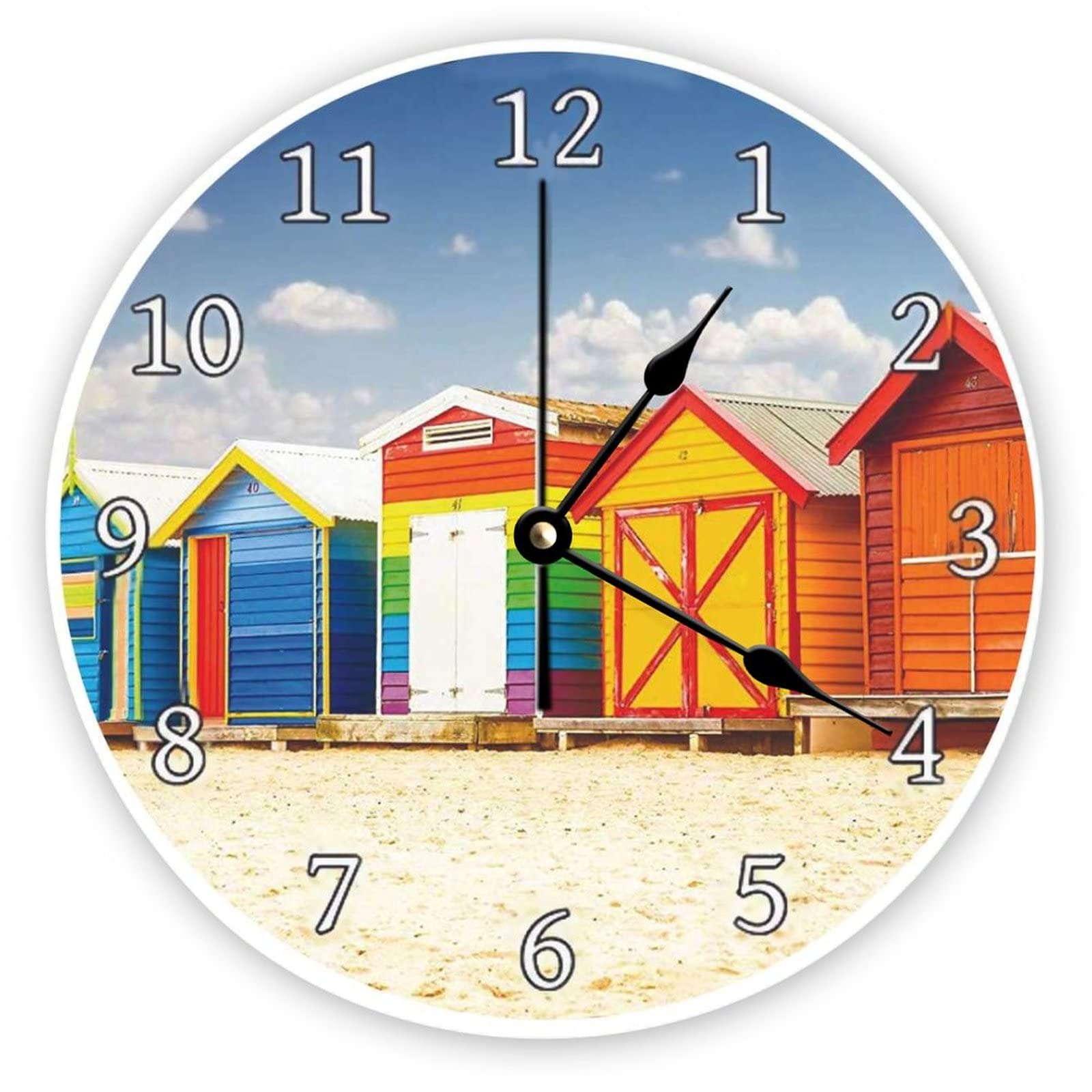 Horloge murale ronde en bois Funlucy 38 cm silencieuse colorée moderne