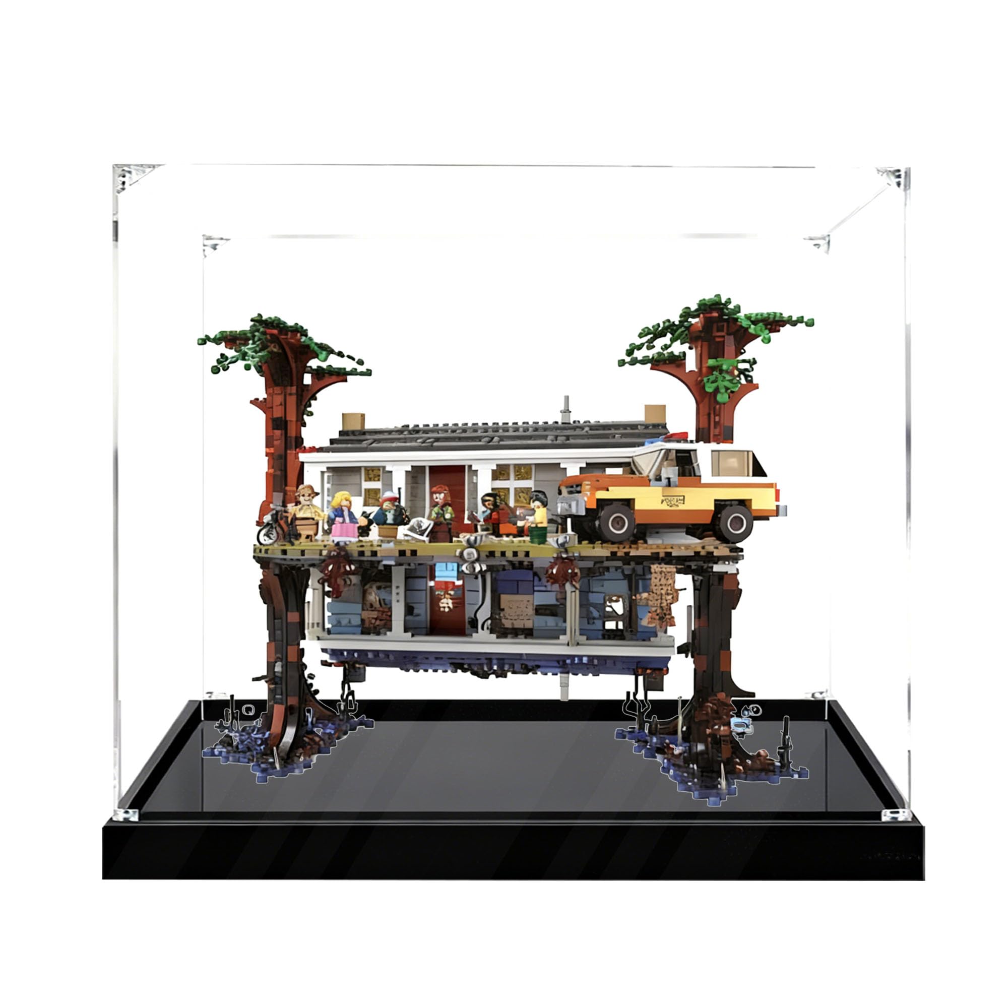 Acrylic Display Case, Compatible with Lego 75810 Stranger Things Upside Down Sets,Dustproof,Storage Box,Compatible with 75810(Display Case Only, kit not Included) (Black 2MM)