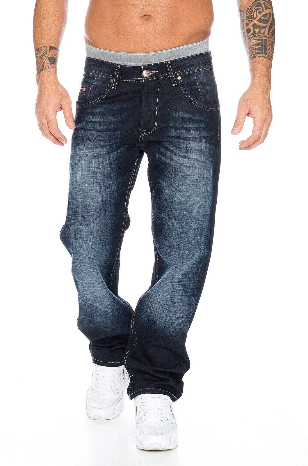 Rock Creek Jeans Herren Hose Straight Cut Gerades Bein Denim M30 | Klassische Herrenjeans mit geradem Schnitt, lange Jeanshose und Herrenhose für Alltag, Freizeit, Büro und Casual-Looks