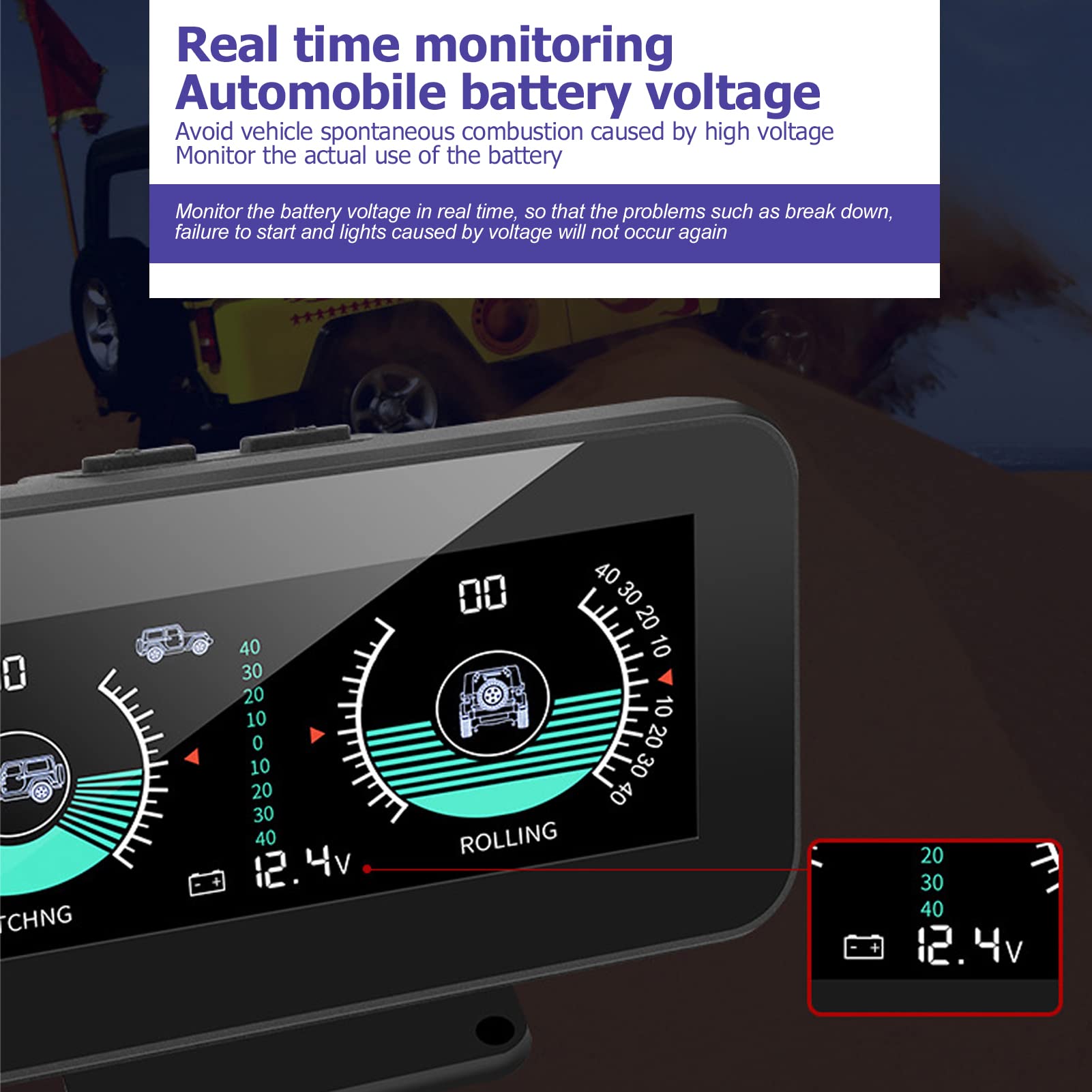 Inclinómetro Para Automóvil, Inclinómetro Universal Inteligente Para Vehículos, Indicador De Inclinación De Alta Resolución, Medidor De Pendiente De ángulo Digital HUD, Indicador De Inclinación, Para