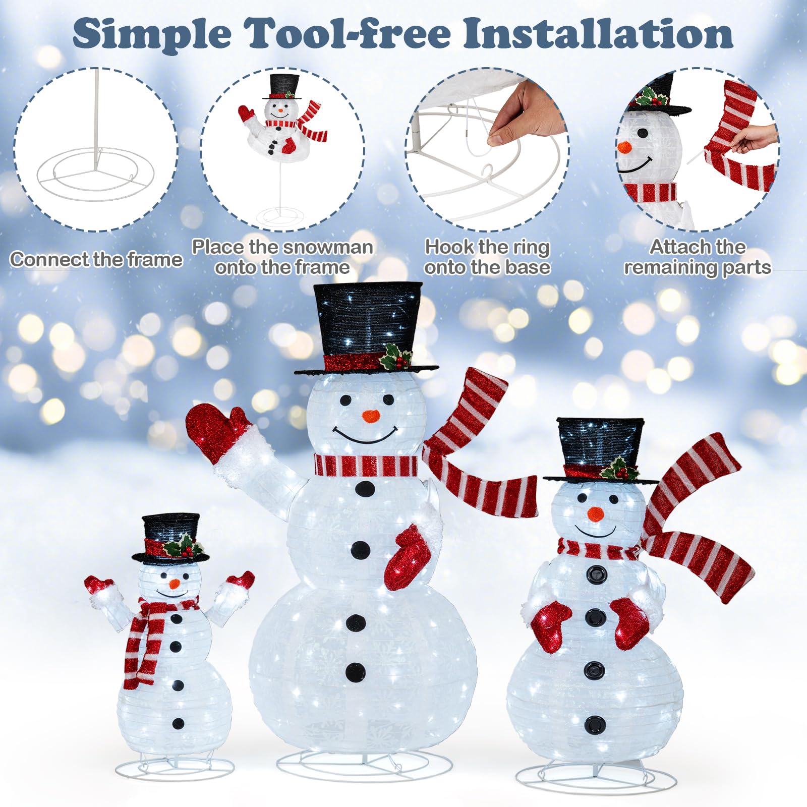 Amazon.com: Goplus 3 Pcs Lighted Pop-up Snowman Decoration, Pre