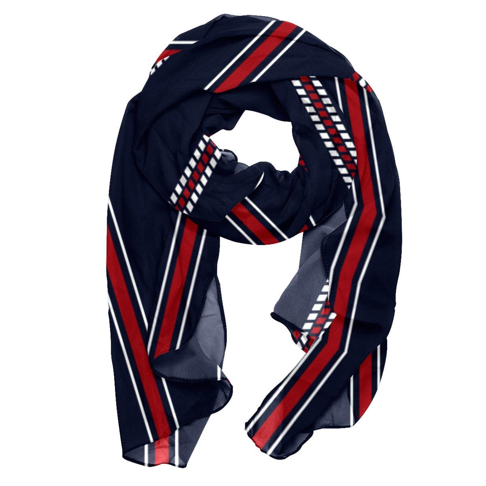 Unisex Multicolor Head Scarf Fashion Chiffon Hair Scarf Scarves For Women Red Navy White Stripes Pattern