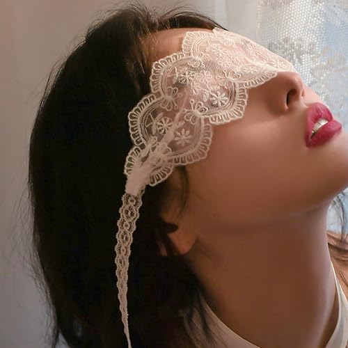 Miniatura 20 de YOMORIO Máscara de ojos de encaje, 2 unidades, color negro y blanco, ajustable, sexy, para mujer, cubierta de ojos, accesorios de fiesta de disfraces