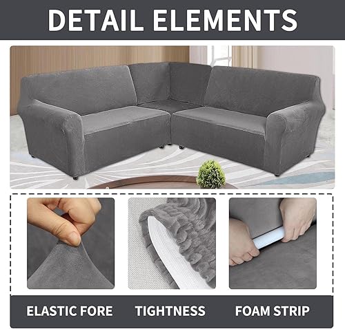 Vista 176 de LiveGo Funda para sofá esquinero, protector de terciopelo elástico para sillón reclinable, funda de sofá para sillón reclinable, juego de sala