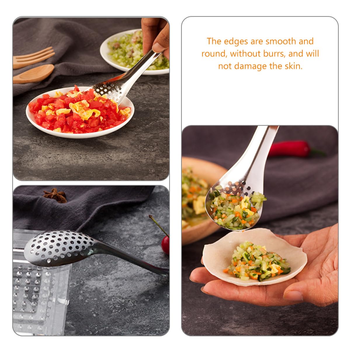 Alipis Set of 4 Slotted Spoons Caviar Spoons Spherification Tools Kitchen Gadgets Stainless Steel