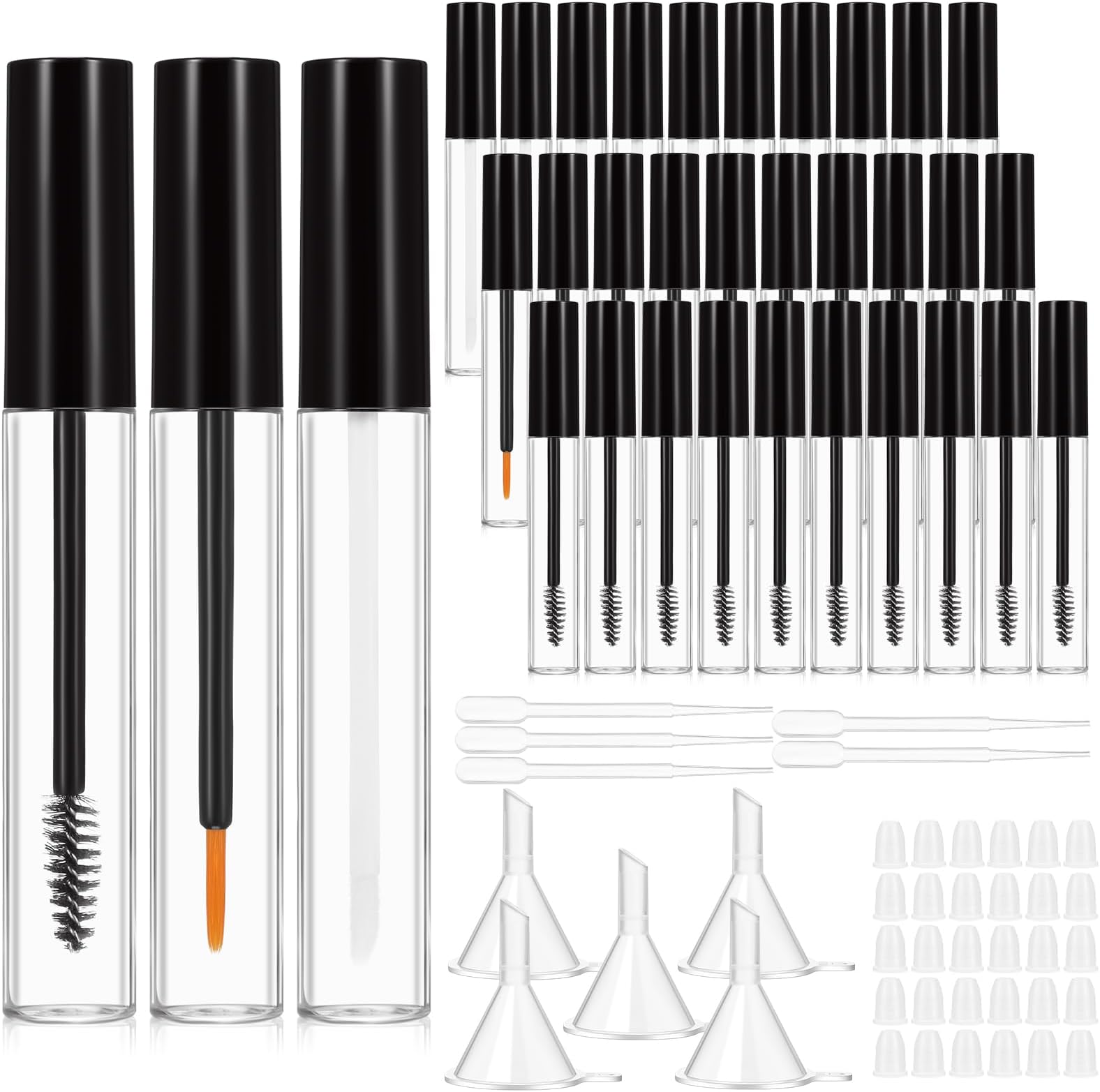 10ml Empty Mascara Tube and Wand Glass Amber, Empty